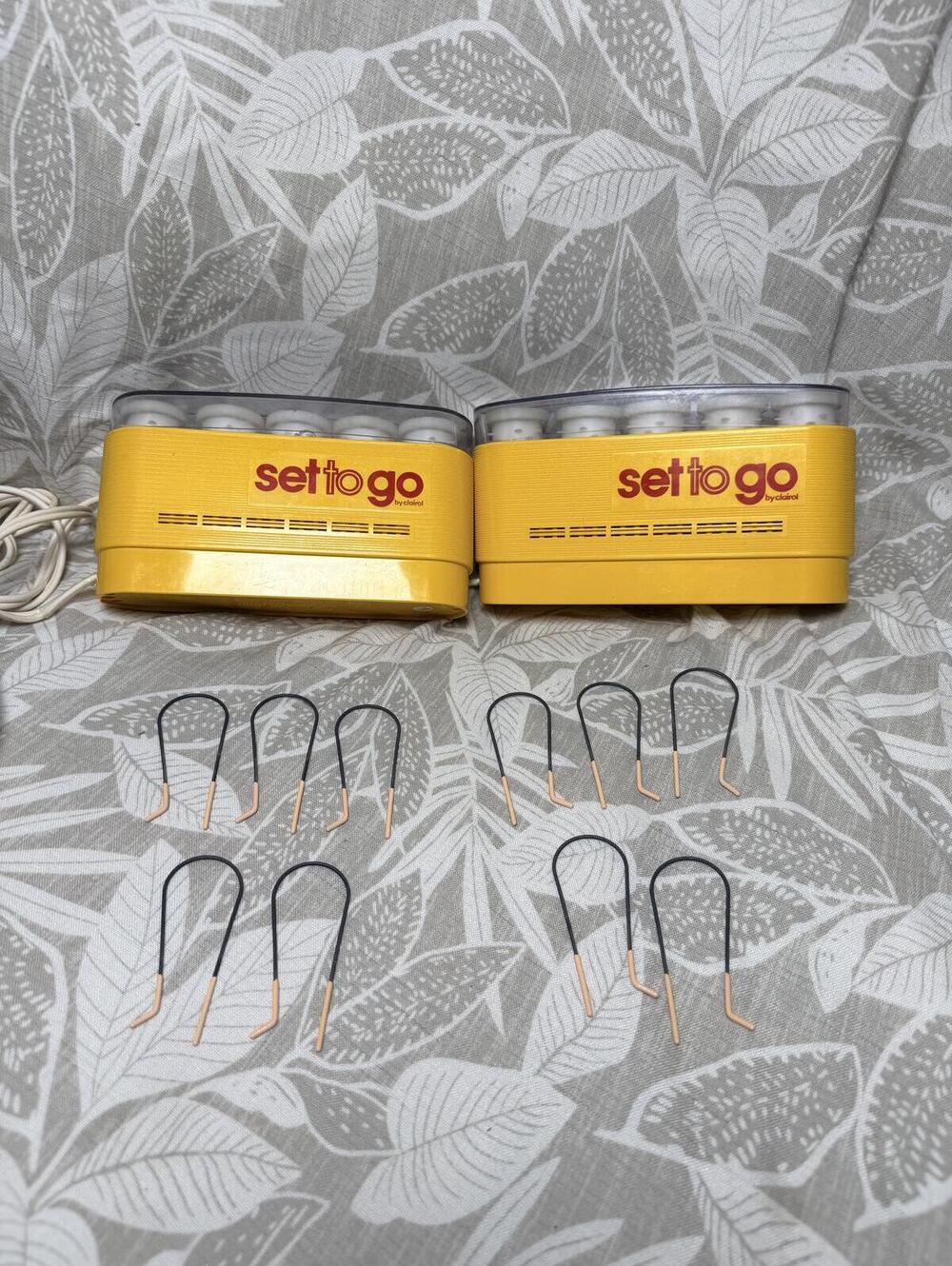 Vintage Clairol Set ’n Go Hot Rollers K5-S Yellow Curling Setter Set of 2